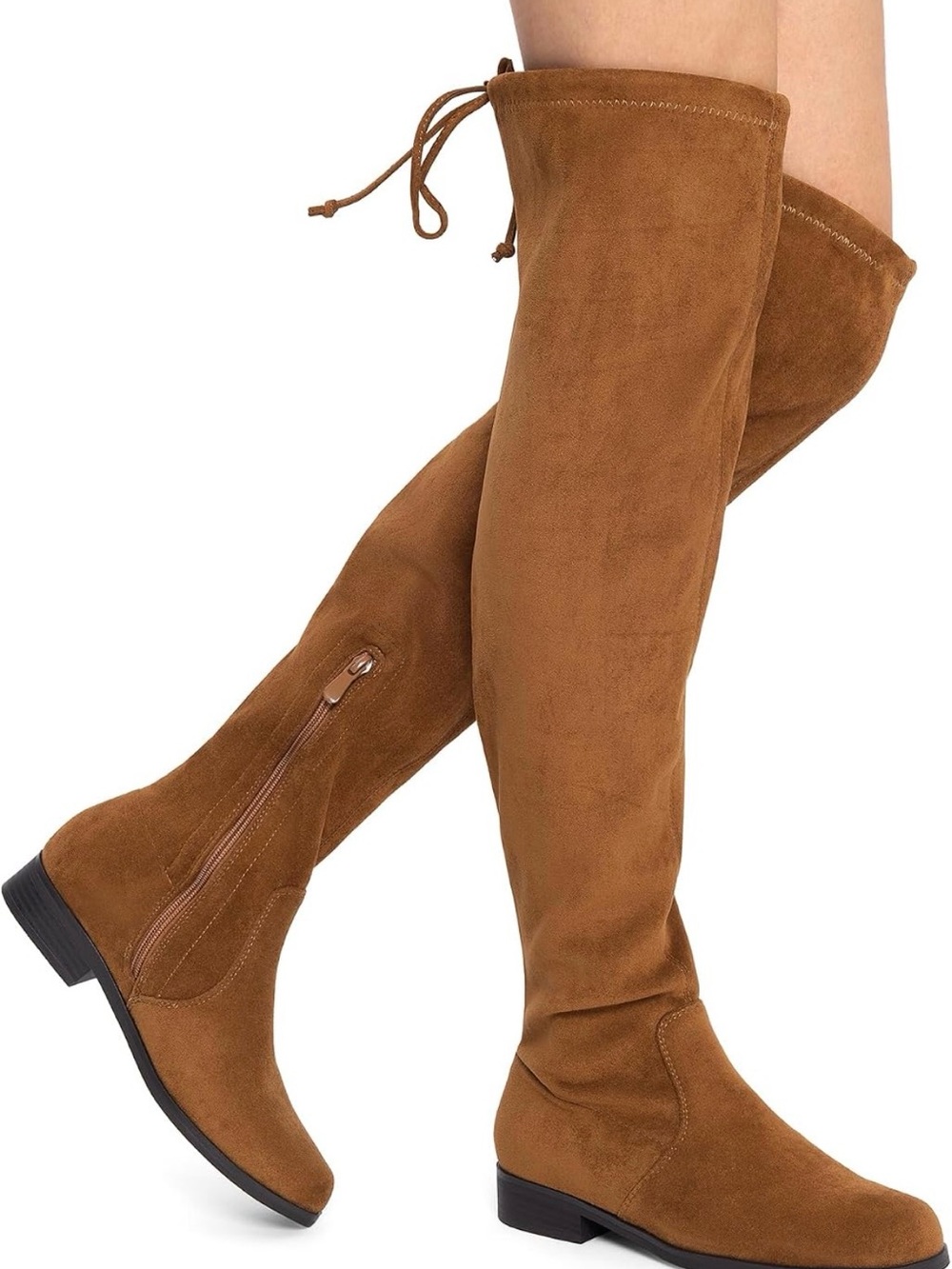 DREAM PAIRS Women's Thigh High Low Block Heel Knee Boots Faux Suede - Size 7.5-8